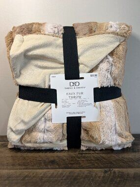 Faux Fur Throw Blanket 50x60 Beige Cream Soft Cozy Plush Giftable New